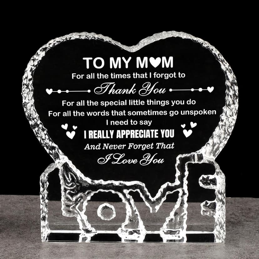 Crystal for Mom, Birthday Gifts for Mom from Daughter Son, K9 Crystal Plaque Keepsake, Best Gift for Mom on Xmas Thanksgiving Anniversary Birthday Mother‘s Day