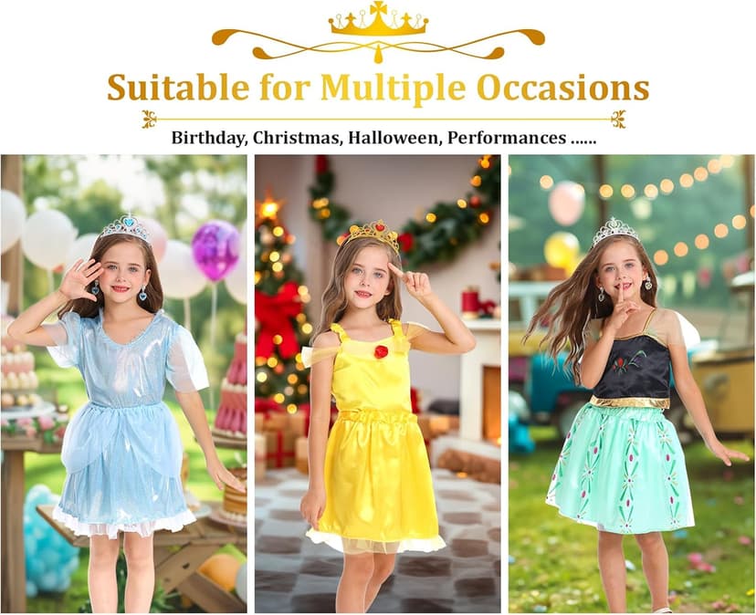 LIMIROLER Princess Dress Up Clothes for Little Girl Role Play Costume Gift Set Princess Dress Up Toys for Toddler Girls B0DF2V6NHW