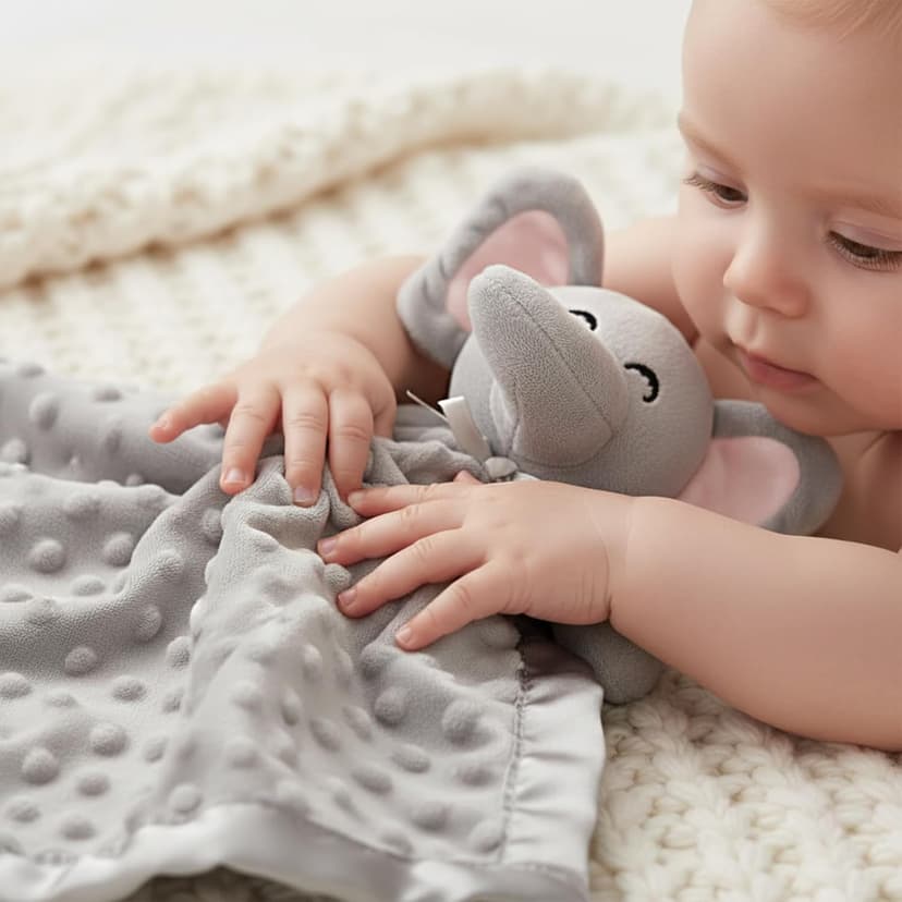 Pro Goleem Elephant Security Blanket, Soft Lovey Unisex Lovie Baby Gifts for Boys and Girls Snuggle Toy Stuffed Animal Newborn Essentials and Items Grey 16 Inch
