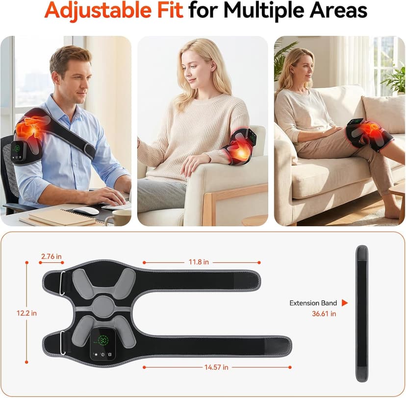 Red Light Therapy Knee Massager 660nm & 850nm, Heated Vibration Knee Brace Cordless Rechargeable 5000mAh, Timer & Pulse Modes for Knee Elbow Shoulder Joint Comfort Support Device B0GS5MWP52