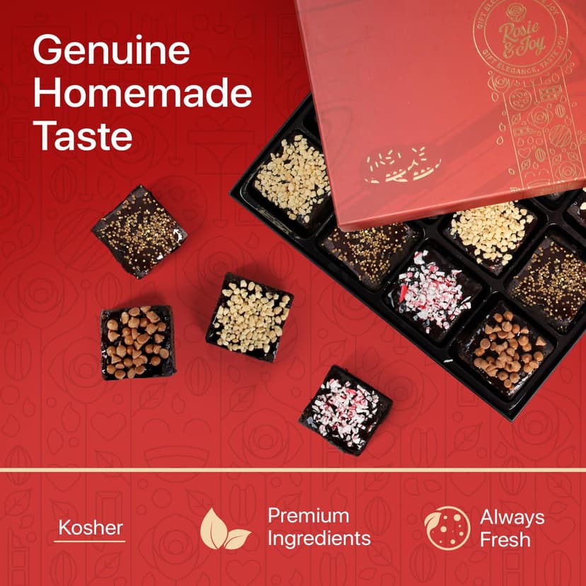 Gourmet Brownie Gift Box – 12 Assorted Rich, Chocolate Brownies Handcrafted for Freshness – Christmas Gift Basket, Holiday Gift Baskets for Women, Coworkers, Friends, Family - USA Made