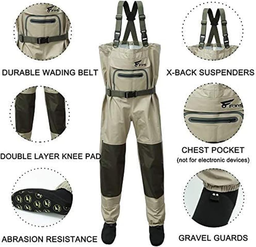 8 Fans Fishing Chest Waders for Men and Women, Waterproof Breathable Stockingfoot Wader -3 Layer Neoprene/Lightweight/Hunting