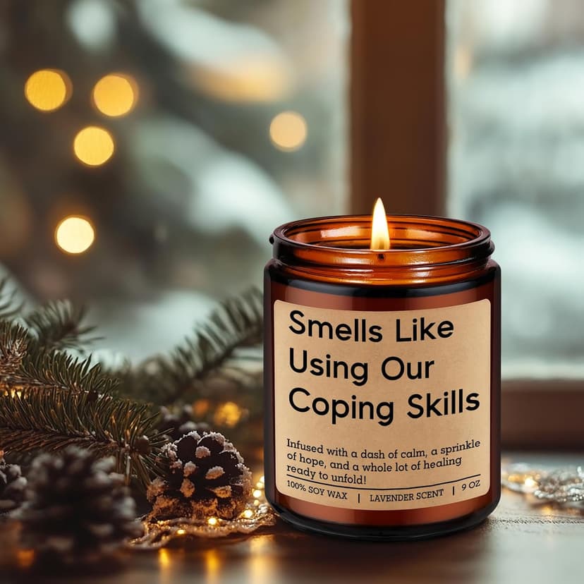 LEADO Funny Coping Skills Candle, Therapist Gifts - Mental Health, Graduation, Psychology, Christmas Gifts for Therapists, Social Worker, School Counselor, Psychologist, Women - Therapy Office Decor