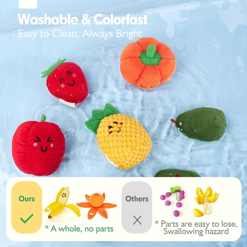Color Sorting Play Food with Textures, Crinkle, Rattle, 6-12 Month Baby Toys 1 Year Old Boy Gifts One Year Old Girl Birthday hahaland Baby Sensory Toys Montessori Toys 1 Year Old Fruit Vegetable 16PCs B0DMVXR942