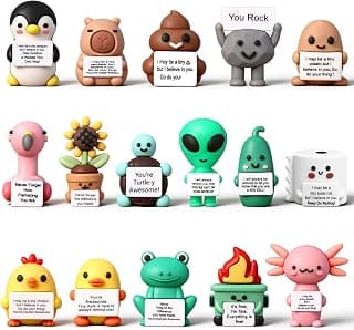 Desktop Ornaments, Christmas, Valentine's, Inspirational Gifts, for Employees, Coworkers, Staff, Teachers, Teams, and Friends Gejoy 16 Pcs Mini Rubber You Rock Figures Positive Gifts, 16 Style Novel B0FQNZSM8V
