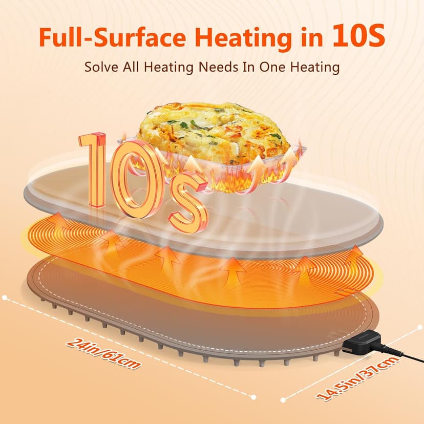seenlast Warming Mat for Food with Adjustable Temperature Timer,10S Fast Heating Silicone Food Warmers for Parties Buffet and Home Daily,Food Warming Mat with Insulating Pad Raised Feet Protects Table B0FDWZ3ZLC