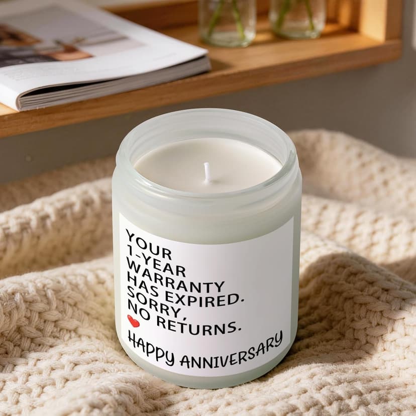 1 Year Anniversary Couple Gifts for Boyfriend Girlfriend, Happy One Year Wedding Anniversary Funny Gifts for Men Women Husband Wife, Romantic First 1st Year Marriage Gift for Her Him Scented Candle B0GT8YSWNK