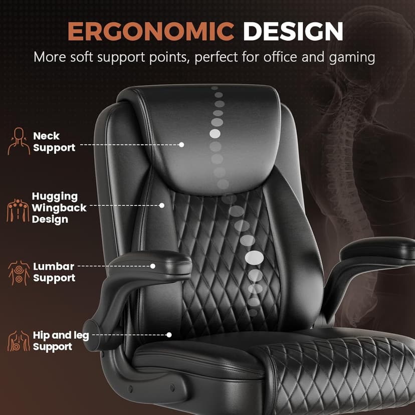 COMHOMA Leather Office Chair Ergonomic Computer Gaming Chair with Comfy Back Support, Executive Mid-Back,Small Gmaing Chair with Adjustable Armrests, for Short People Use, Rolling Swivel for Adults