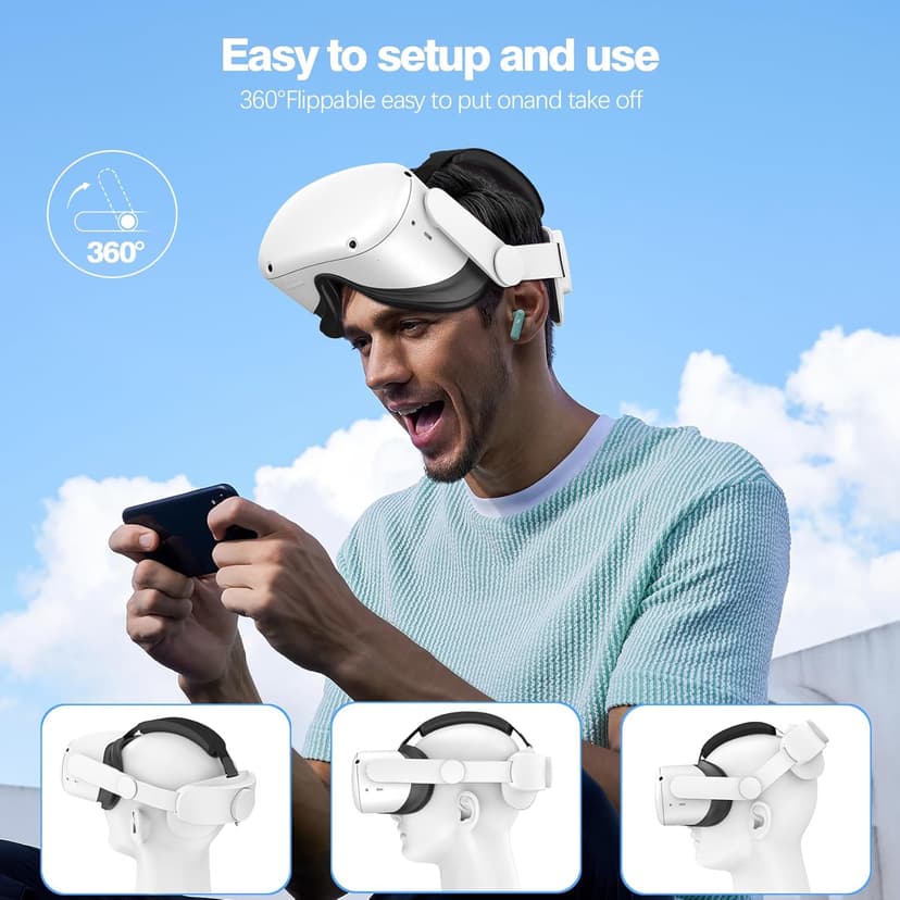 VZNEK Head Strap Compatible with Oculus Quest 2,Meta Quest 2 Accessories Adjustable Elite Strap Replacement for Enhanced Comfort Support and Gaming Immersion in VR (Without Battery)