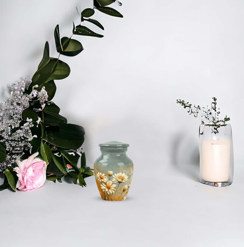 Daisy Urn for Ashes - Funeral Urns for Women - Daisy Cremation Urn for Adult Ashes Men - 2/3 Tablespoon of Ash Keepsake Box Daisy Urn - Flower Urn Small Keepsake - Urns for Burial in Ground - 3 Inch B0CZXM5ZJD