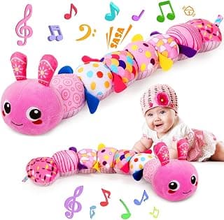 KMUYSL Baby Toys 0-6 6-12 Months, Sensory Music Animal Stuffed Toy for 0 1 2 3 4 5 6+ Months, Plush Toy with Crinkle and Rattles for Infant Newborn, Tummy Time Toys Gifts for 0-3-6-12 Month