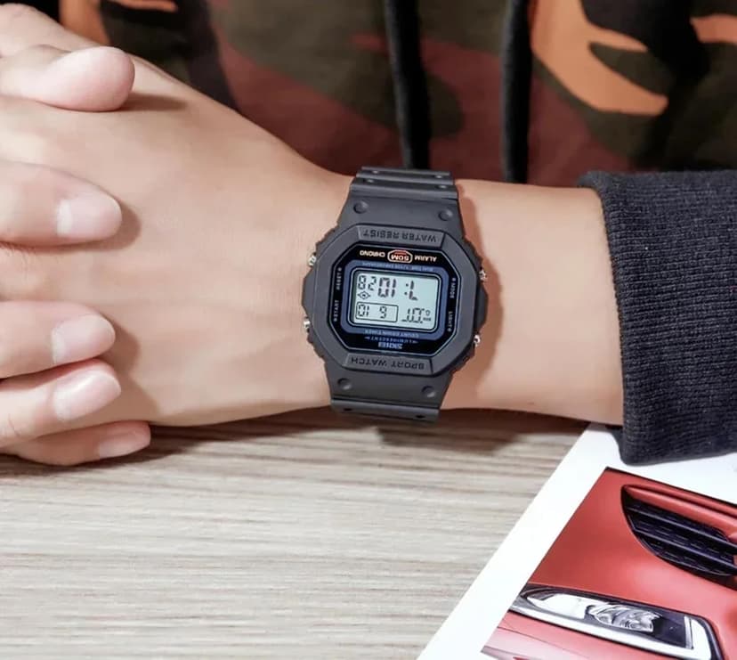 MASTOP Women's Men's Fashion Date LED Light Square Electronic Watch Waterproof Sports Multifunction Watches