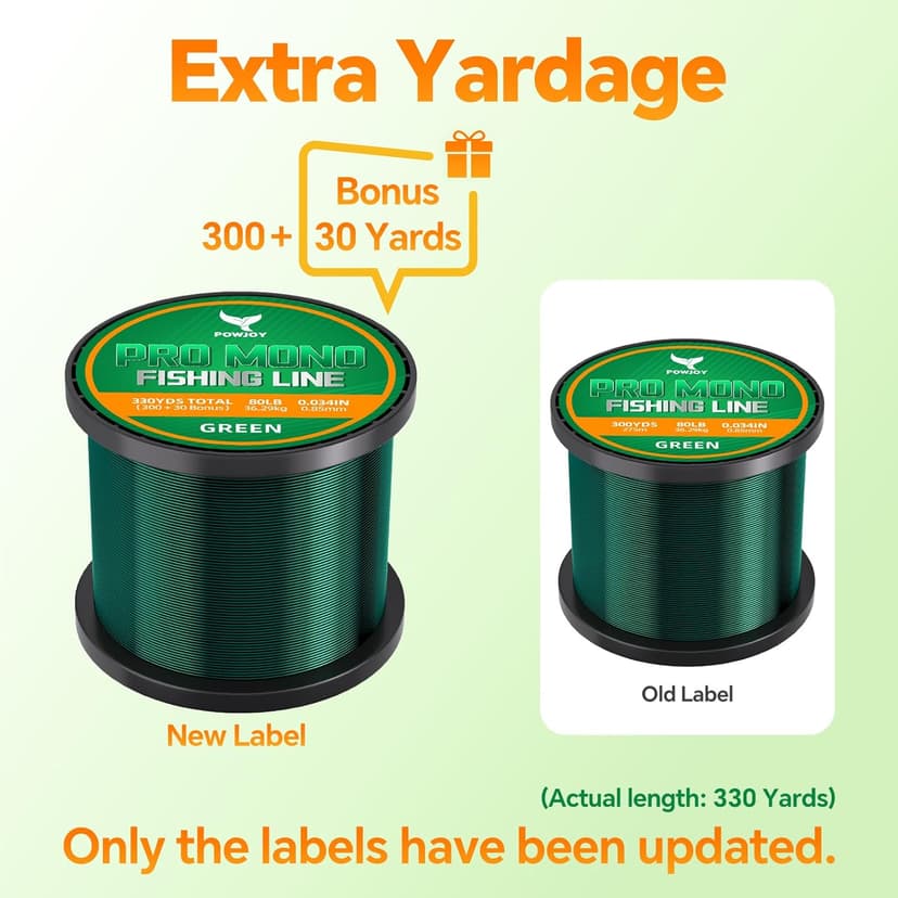 Pro Monofilament Fishing Line with Knot Instruction Cards for Multi Purpose Cost Effective, Strong Yet Thin Nylon String for Big Fishes, Tangle-Free & UV Resistant, 15/20/30/50/80LB