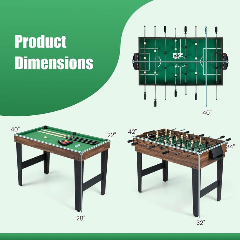GYMAX Multi Game Table, 10 in 1 Combo Game Table w/Foosball Table, Hockey, Pool Table, Ping Pong, Shuffleboard, Bowling & 4 Board Games, Game Tables for Game Room, Home, Family