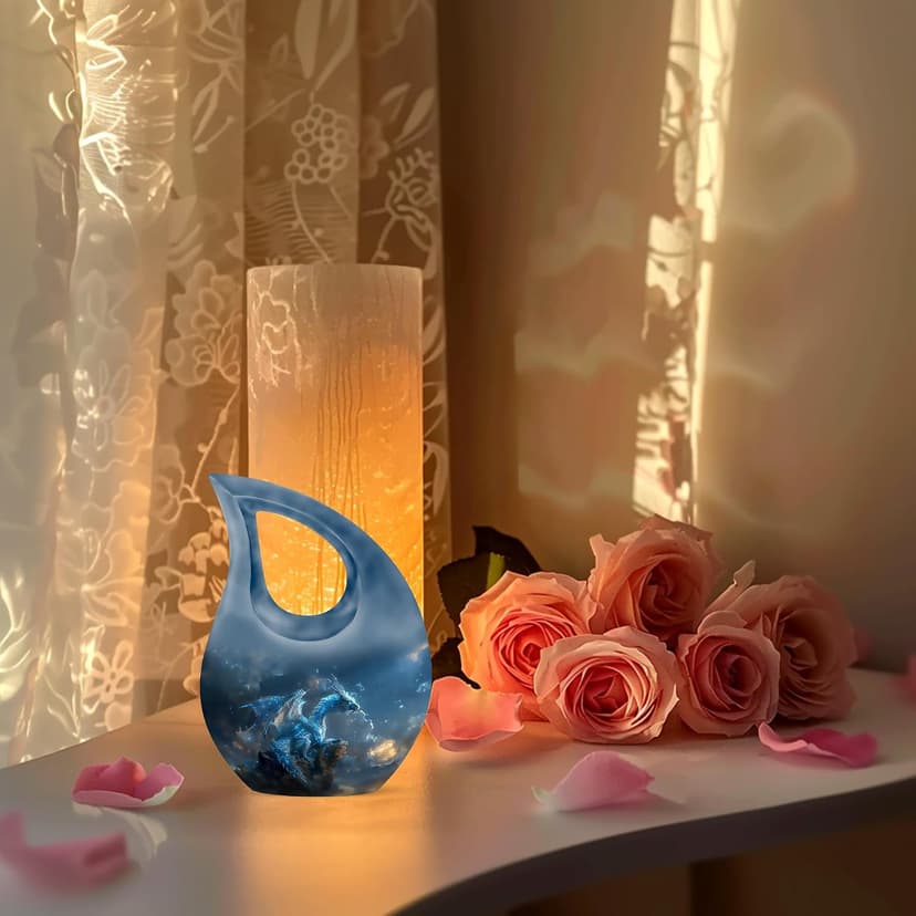 Blue Dragon Keepsake Urn for Ashes for Men, Drop Funeral Tiny & Cremation Urns for Human Ashes, Handcrafted Sympathy Gift for Loss of Family, Burial Cremains Containers (3 Inch) B0FFTCVPGZ