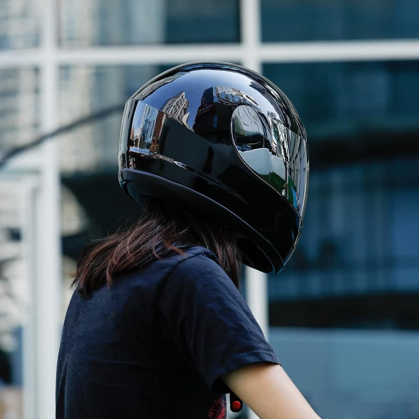 SLMOTO DOT Approved Motorcycle Helmet Hot Gloss Black Full Face Mirror Visor Sun Shield Street Helmet