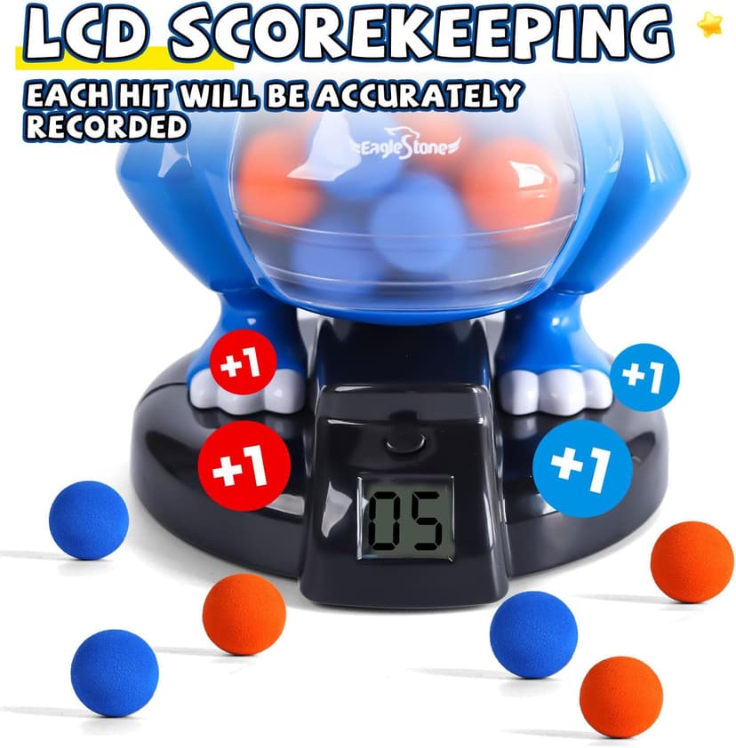 EagleStone T-Rex Dinosaur Shooting Toys for 6 7 8 Year Old Boys, Electronic Shooting Target Game with Air Pump Gun, 24 Balls, Foam Blaster Boy Toys Age 6-8 8-10, Christmas Birthday Gifts for Kids