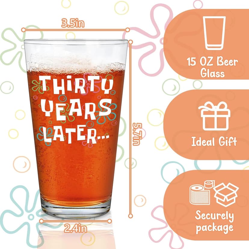 Futtumy 30th Birthday Gifts for Men, 15 OZ Thirty Years Later Beer Glass, 30 Year Old Birthday Gifts for Men Him Dad Father Husband Brother Boyfriend Uncle Women Wife, Gift for 30th Birthday Christmas B0FKSSHCCV