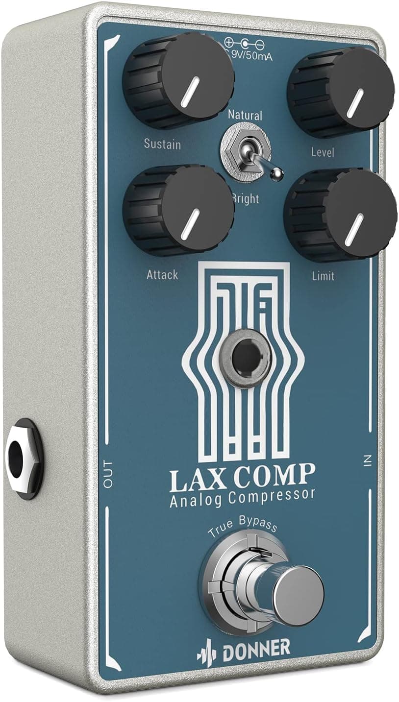 Donner Compressor Guitar Pedal, Lax Comp Compressor Pedal for Electric Guitar and Bass, Classic Peak Limiter Style Compressor with 2 Band EQ Boost Effect Pure Analog True Bypass