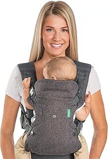 Infantino Flip 4-in-1 Convertible Baby Carrier, Adjustable, Ergonomic Babywearing, Registry Essential, Baby Carrier for Newborn to Toddler, Gray