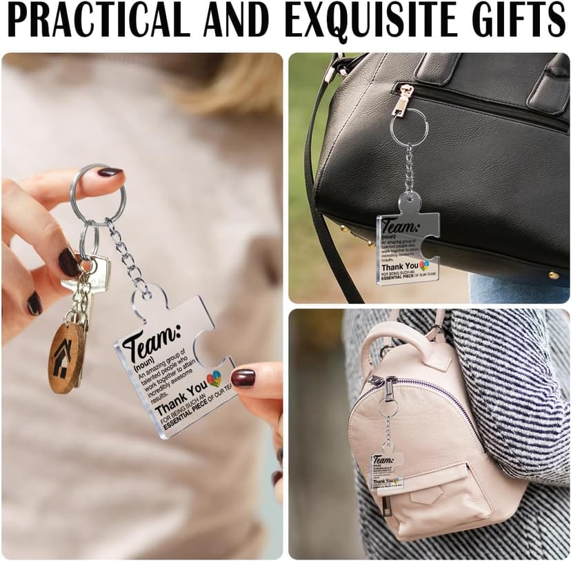 Gift Set for Employee, Staff, Teachers, Teamwork Puzzle Piece Keyring, Acrylic Team Appreciation Gifts Bulk Thank You Keychains for Coworkers B0FD9YB7K3