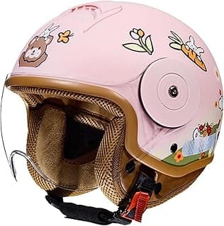 Retro Kids 3/4 Motorcycle Half Helmet,DOT Approved Toddler Vintage Open Face Electric Scooter Go-Kart Dirt-Bike ATV Youth Child Moped Bicycle Helmets for 2-14 Years Old