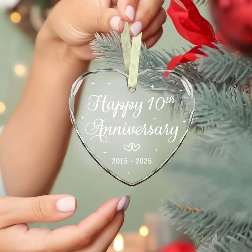 BSQUIELE Christmas Ornament for 10th Anniversary - Happy 10th Anniversary Ornament 2025-10th Wedding Ornament - 10 Year of Marriage Gifts for Couple - Birthday Gift for Husband, Wife