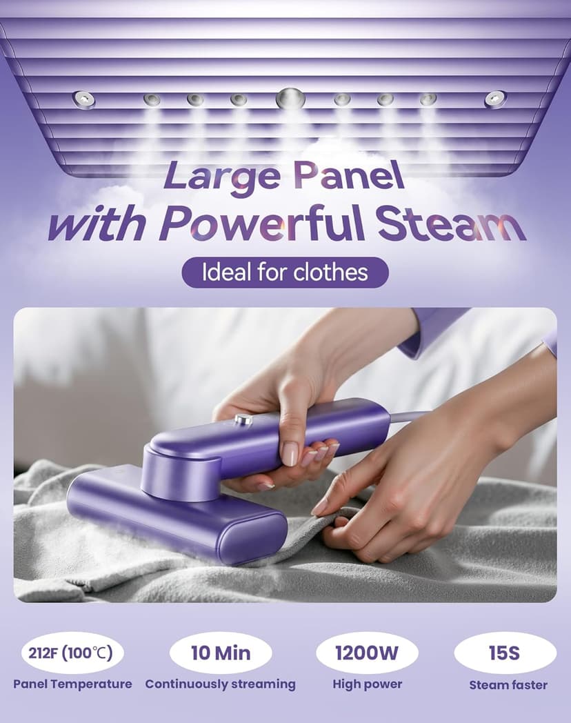 Portable Travel Steamer for clothes - 1200W Clothes Steamer Handheld Remover Fabric Clothing Wrinkles, 15s Fast Heat-up Garment Steamer, 120V Countries Steam iron for Home, Travel