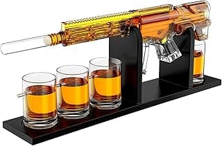 AR15 Gun Decanter Birthday Gifts for Men Dad, Whiskey Set - Rifle Limited Edition, Silencer Stopper - 800 ml & 12oz Bullet Glasses - Father Gift - Drinking Party, Liquor, Vodka Tik Tok Viral Dispenser