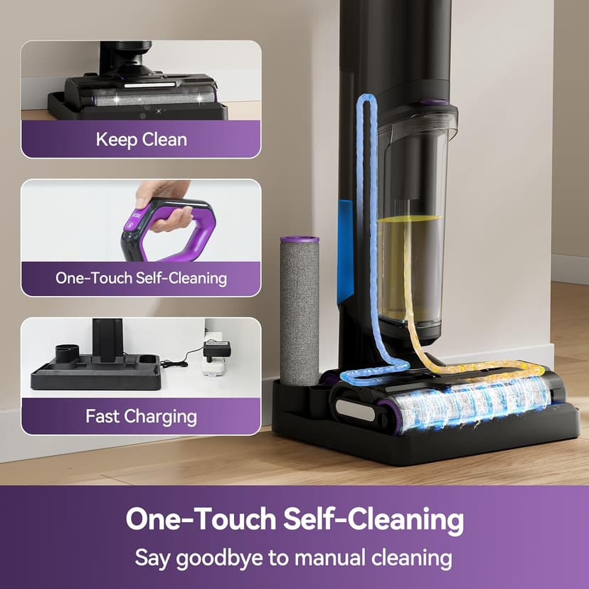 Twotoo Wet Dry Vacuum Cleaner 16,000Pa,45Mins Runtime Cleaning Area 2,600 ft²,Cordless Vacuum Cleaner, Cordless Vacuum and Mop All in One,for Hard Floors Sticky Messes and Pet Hair,W15 Set