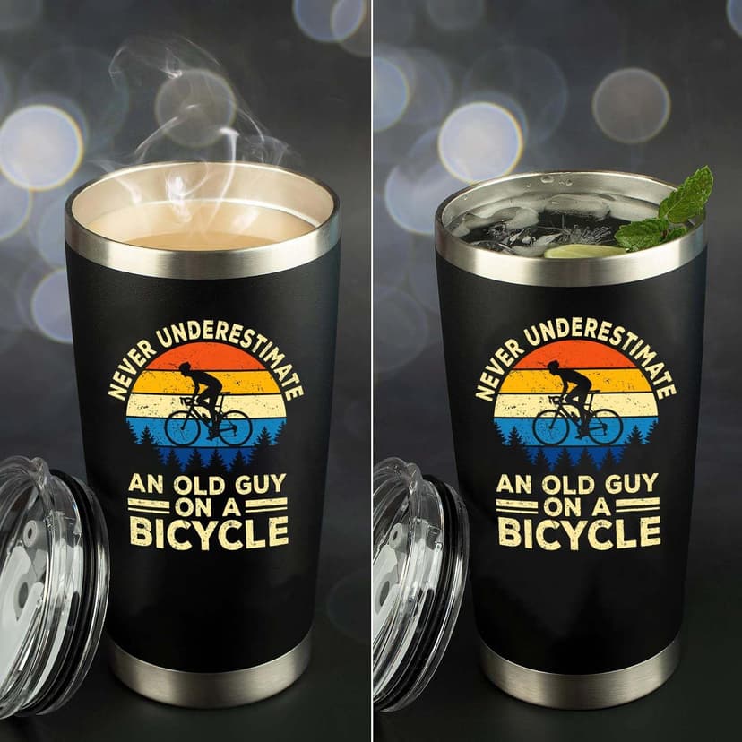 Gifts for Bikers - Cycling Tumbler 20oz - Cool Gifts for Cyclists Riders Triathlete Bicycle Lover, Fathers Day Mother Days Christmas Birthday Cycling Mug Bicycle Coffee Cup B0GSPZFS4R