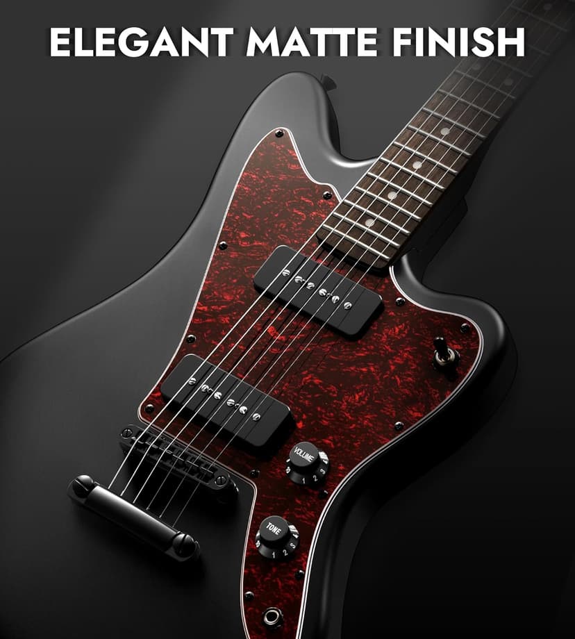 Tostar Electric Guitar: P90 Pickups, TOM Bridge & Smoked Matte Finish, 3-Way Switch, 39" Solid Body Electric Guitar for Intermediate Players, Guitarra Eléctrica Kit, Musical Birthday Gifts, Black