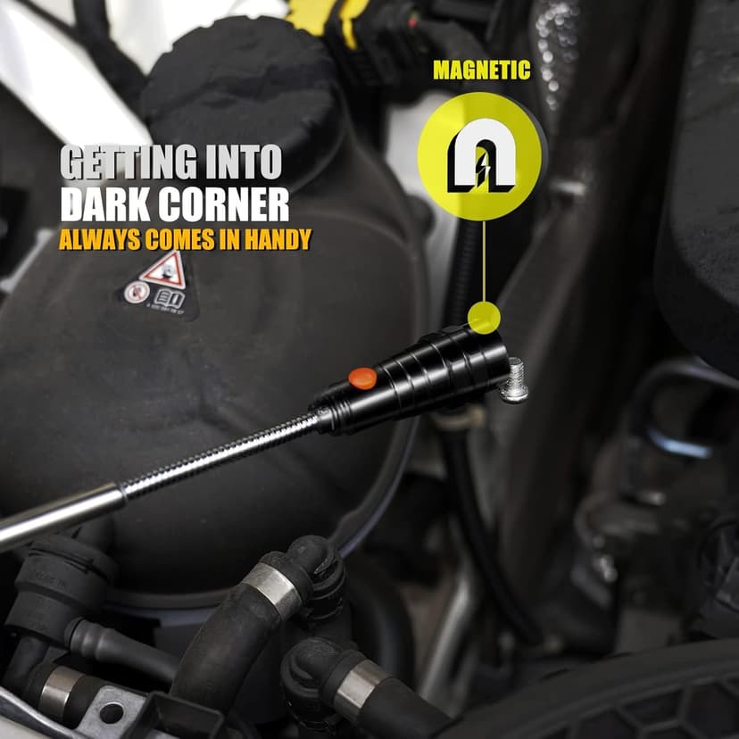 Magnetic Pickup Tool, Gifts for Men, Telescoping Magnet Flashlight, Gifts Idea & Stocking Stuffers for Men, Teen Boys, Mechanic, Boyfriend, Christmas Gifts for Dad, Husband, Father, Black