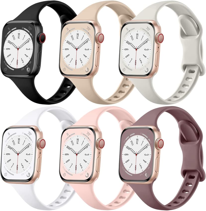 Lerobo Thin Slim Bands Compatible with Apple Watch 40mm 38mm 44mm 45mm 46mm 42mm 41mm 49mm SE iWatch Bands Ultra 3 2 1 Series 11 10 9 8 7 6 5 4 3 2 1 for Women Men, Soft Narrow Sport Strap Wristband