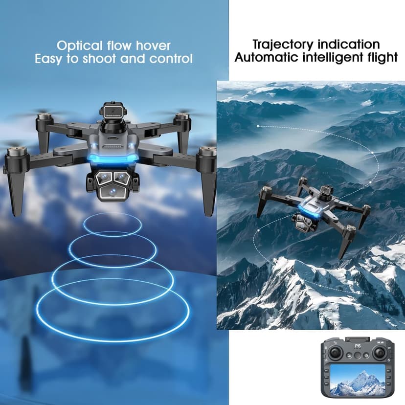4K Drone with Camera for Adults, FPV Foldable Quadcopter with 4.3" Screen Remote Controller, Brushless Motor,Obstacle Avoidance,Under 249g,One-Key Takeoff & Auto Follow,2Batteries,Portable HD Drone