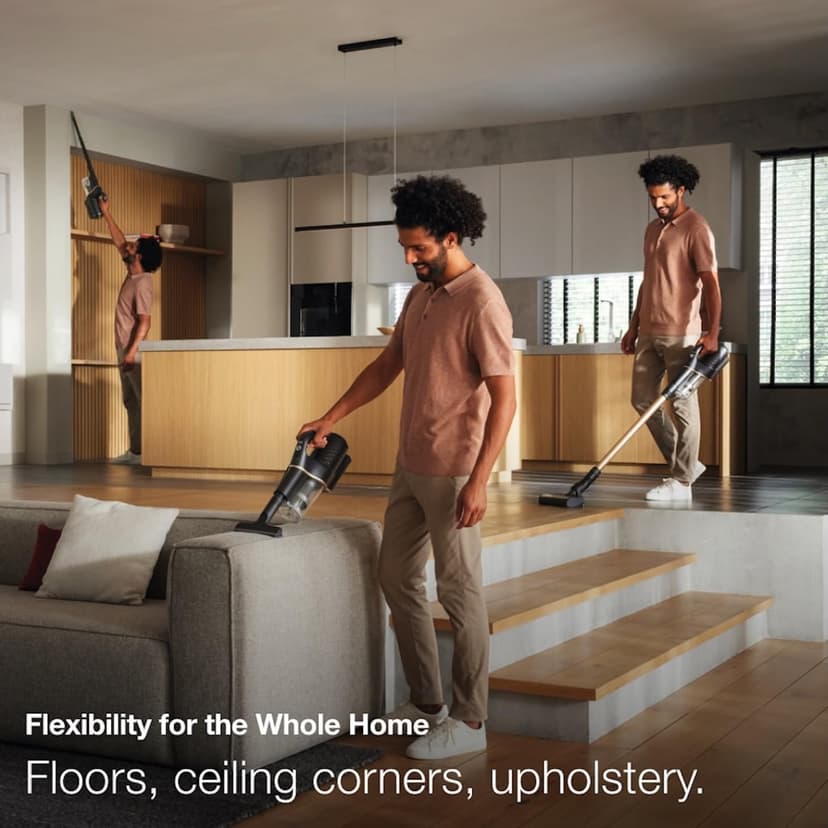 Miele Duoflex Total Care Vacuum Cleaner, Cordless and Bagless Multi-Use, Multi-Floor Flexible Stick Vacuum with 4 Attachable Brushes and Accessories, in Obsidian Black / Rose Gold