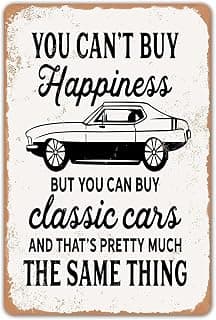 Retro Tin Sign, Waterproof, Colorfast, Rolled Edges, for Garage, Man Cave, Bar, or Car Room Decor, Car Guy Gift HomDeo Garage Sign for Men, Classic Car Slogan Metal Sign Vintage 8x12 Inch B0BND9HFND