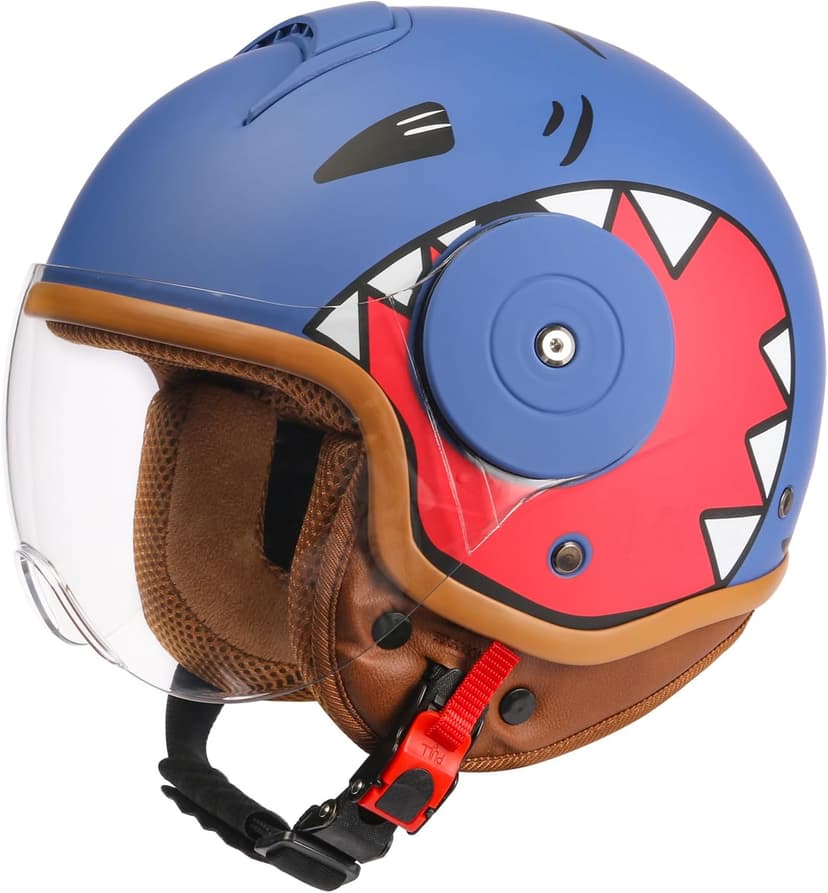 Kids 3/4 Open Face Motorcycle Helmets for 4-15 Years Old, Youth Child Dirt Bike ATV Helmets, Lightweight Vintage Half Helmet for Electric Scooter Moped Go Kart 4 Wheeler, DOT Approved
