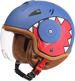 Kids 3/4 Open Face Motorcycle Helmets for 4-15 Years Old, Youth Child Dirt Bike ATV Helmets, Lightweight Vintage Half Helmet for Electric Scooter Moped Go Kart 4 Wheeler, DOT Approved