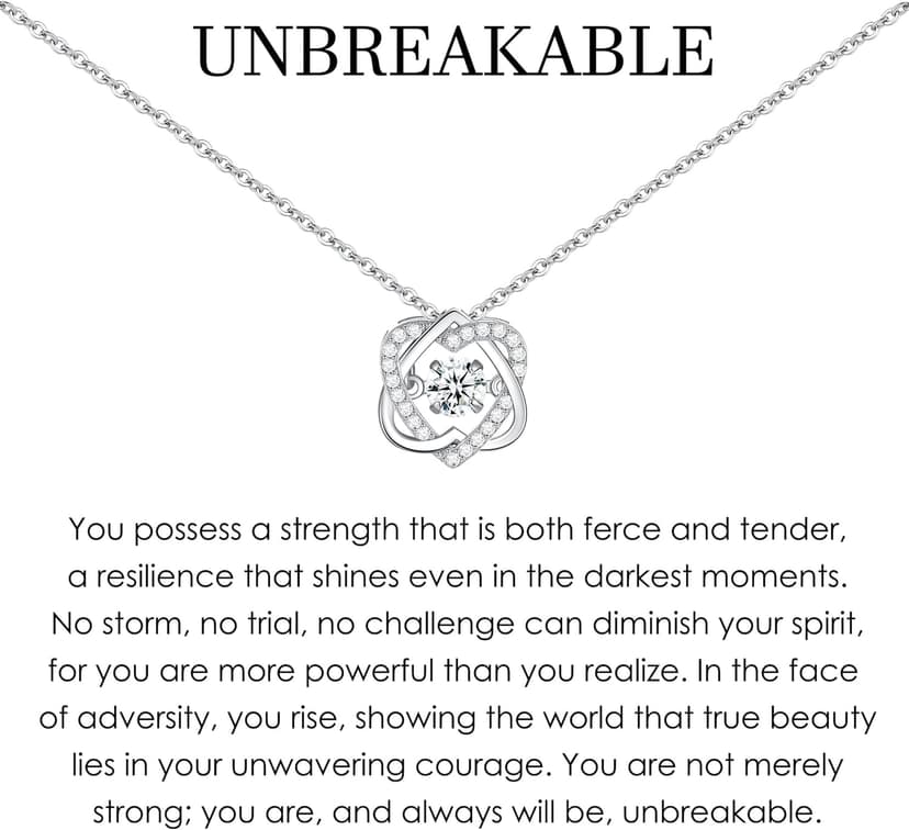NOURISHLOV Unbreakable Necklace, Strength Gift, Inspirational Gifts, Resilience Necklace, Empowerment Gift for Her, Birthday, Graduation, Tough Times, Infinity Interlocking 2 Hearts Necklace for Women