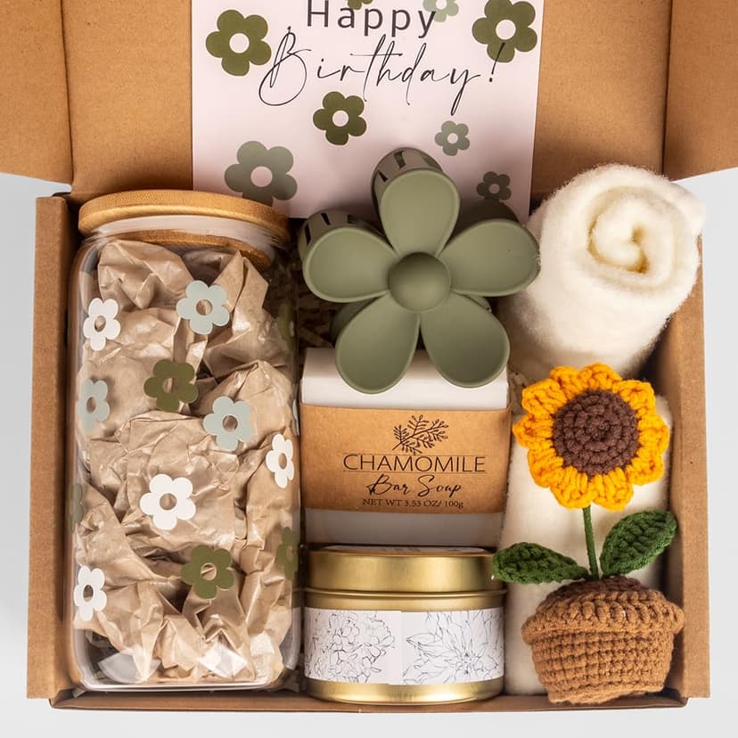Birthday Gifts for Women, Self Care Gifts Baskets for Women, Care Package for Teen Girls, Her, Mom, Sister, Best Friend, Wife, Girlfriend, Coworker, Sending Sunshine Sunflower Gift Baskets