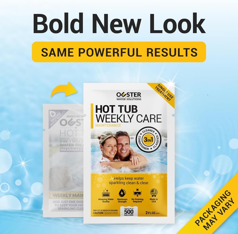 Bio Ouster 3in1 Weekly Hot Tub Cleaner, Conditioner, Clarifier - Hot Tub Chemicals for Standard & Inflatable Spas - Spa Chemicals for Crystal Clear & Sparkling Clean Water - Made in USA (4 Week Kit)