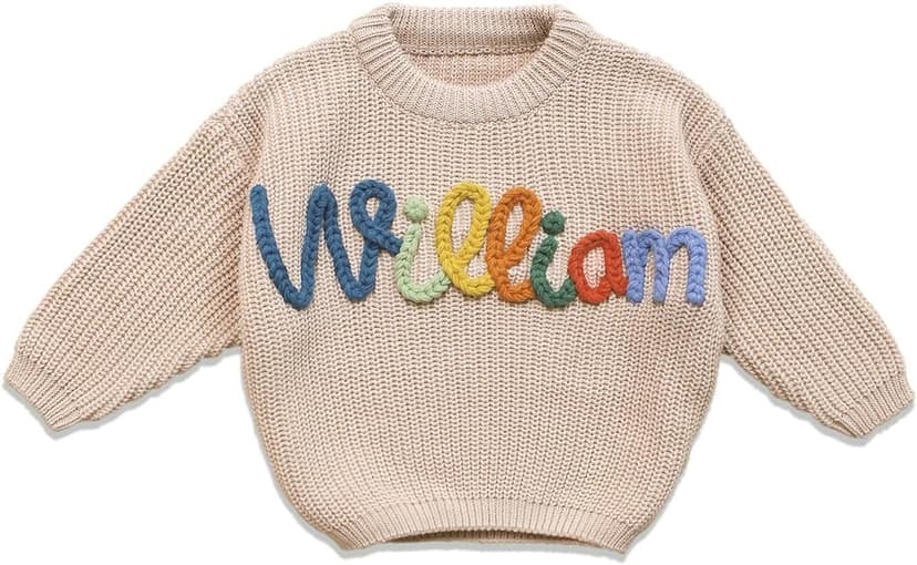 Personalized Baby Sweater with Name,One Birthday Gift,Custom Name Embroidered Knit Sweater,Newborn Baby Girl Boy Sweater,Monogrammed Newborn Gifts