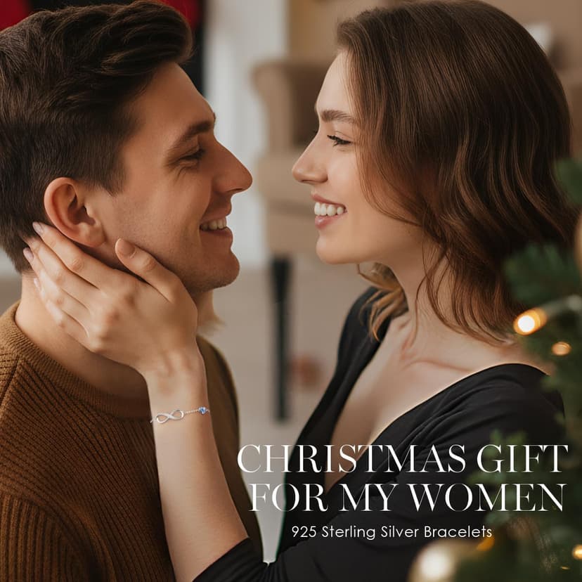 CDE Infinity Heart Birthstone Charm Link Bracelet for Women 925 Sterling Silver Adjustable Mother's Day Christmas Day Gift Anniversary Birthday Jewelry for Wife Girlfriend Her