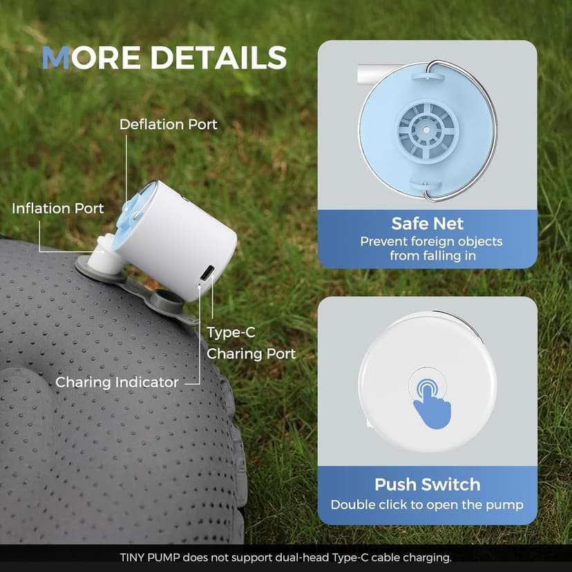 FLEXTAILGEAR Portable Air Pump for Inflatables, 2.82oz Classic Tiny Air Pump, Rechargeable Electric Air Pump to Inflate Deflate for Camping Gear Pool Floats Air Mattress Vacuum Storage Bags