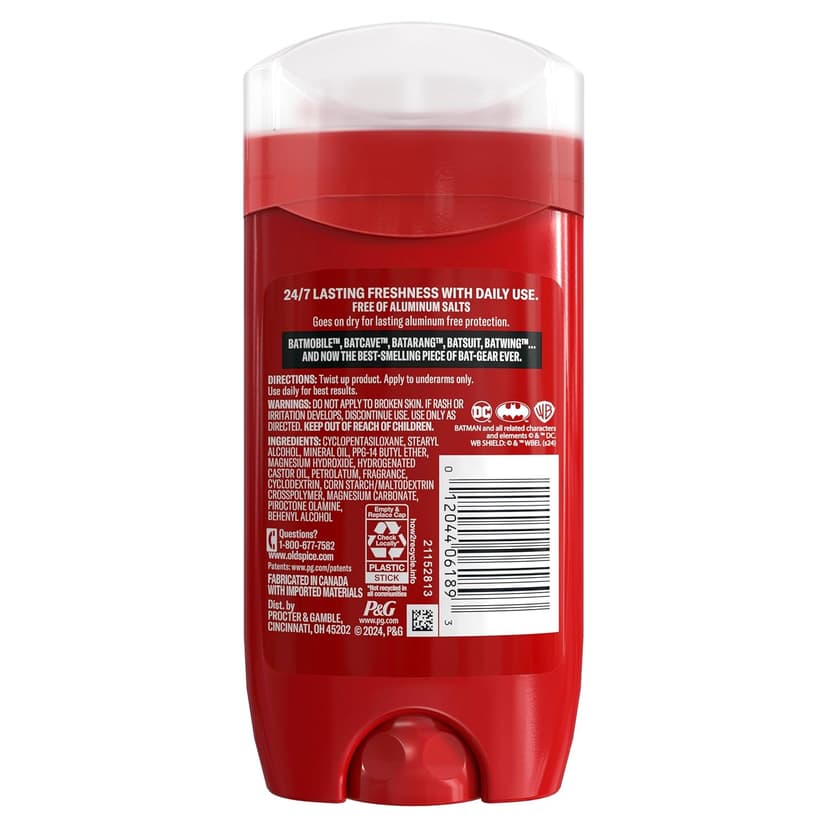 Old Spice Aluminum Free Deodorant for Men, 24/7 Freshness & Lasting Scent, Long Lasting Odor Protection, Smell Like a Hero, Batman, Black Cherry and Nightfall Scent, 3.0 oz