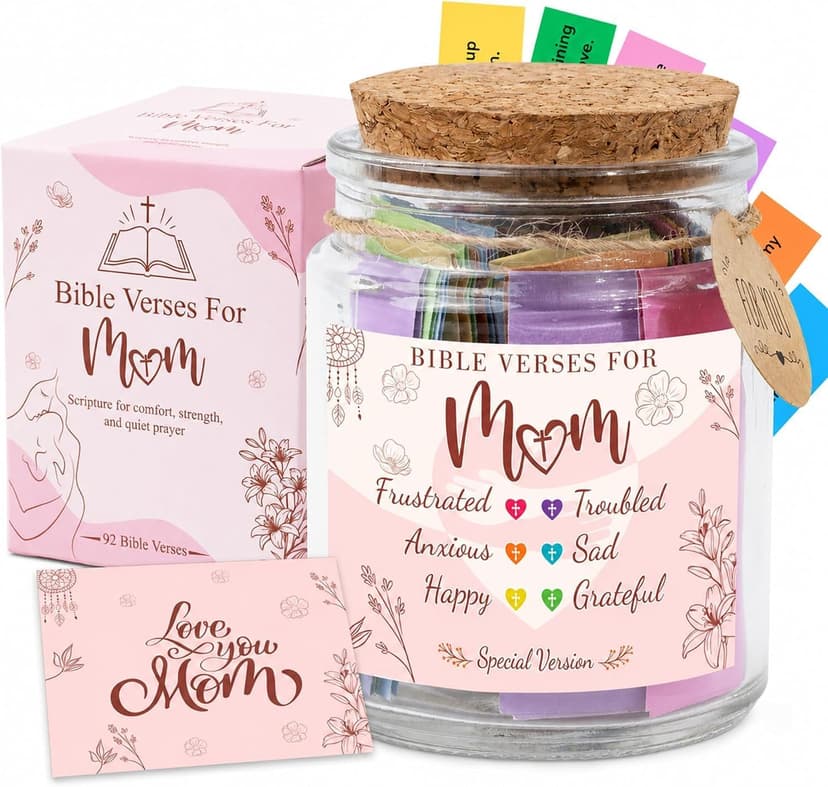 Bible Verse Jar for Mom – 92 Color-Coded Bible Verse, Birthday Gifts for Mom, Christian Gifts For Mom B0F2T6HBBK