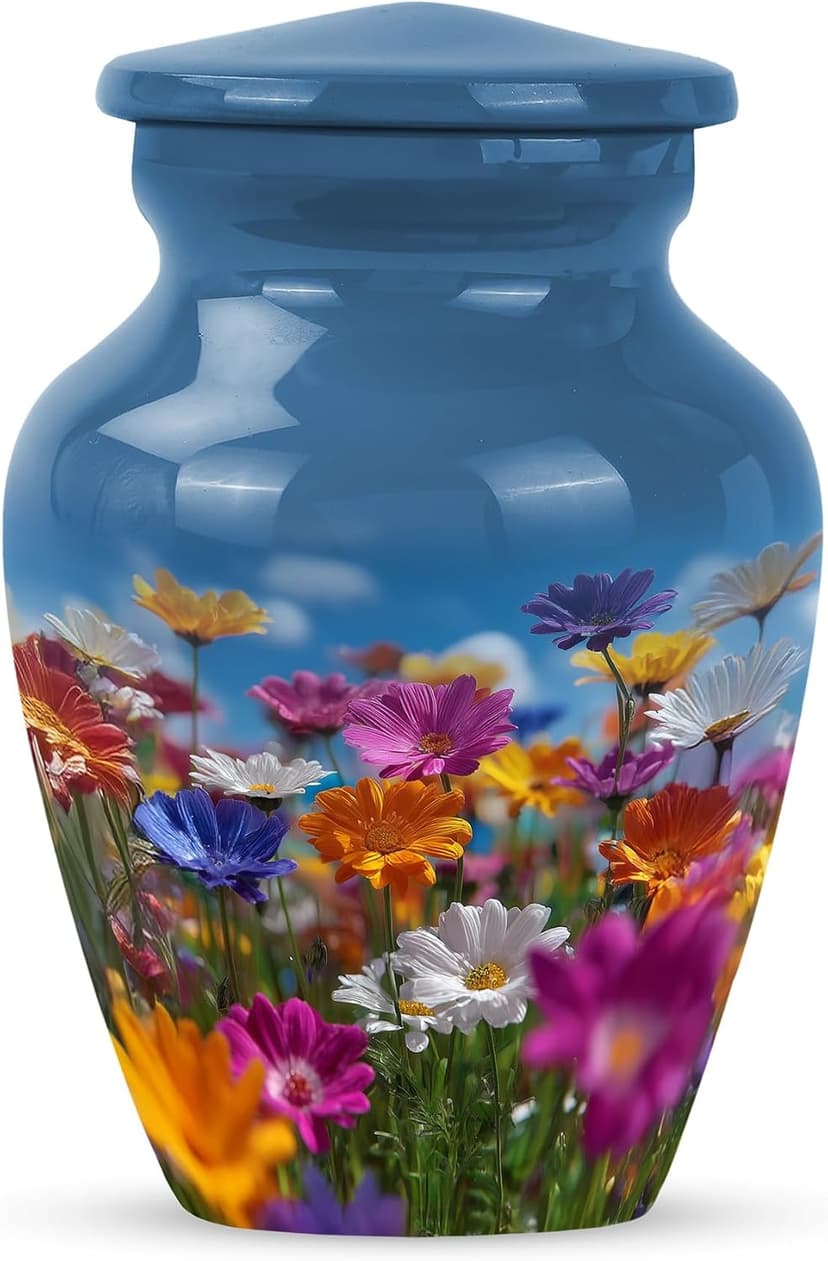 Multicolor Flower Burial Urn for Mom & Dad Ash - Handcrafted Keepsake for Human Remains - Memorial Urns for Male & Female - Decorative Gift for Loved One Ash - Small Keepsake 3 Inch B0FS7N3WV5