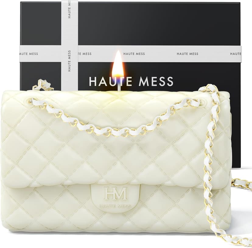 Handbag candle with GiftBox - Stocking Stuffers for Women - Haute Mess - Designer Gifts for Her - Luxury Candles for Women - Secret Sanata - Stocking Stuffers for teenage girls - White elephant gift