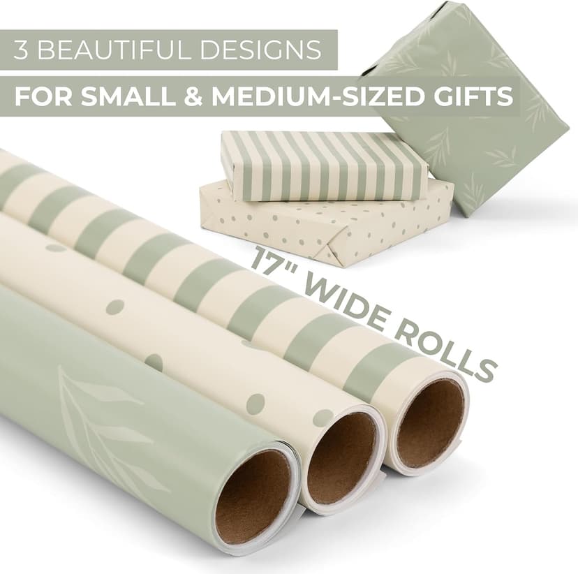 Quality 17 X 120 in Rolls for Wedding, Birthday, Baby Shower and Christmas - Add a Touch of Magic to Every Gift You Wrap ZICOTO Beautiful Gift Wrapping Paper Rolls for All Occasions - Set of 3 B0DBLFHLMJ